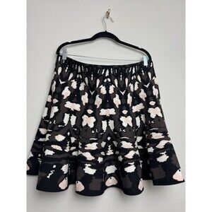 Express Womens Skater Mini Skirt Size XL Printed Ribbed Thick Short